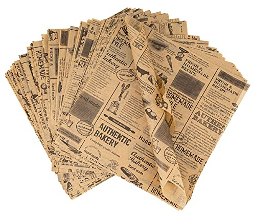 Deli Papierblätter, 100 Blatt Sandwich Wrap Papier 22 * 22cm, Einweg-Lebensmittelverpackungspapier für Sandwich, Pommes Frites, Burger, Kuchen usw
