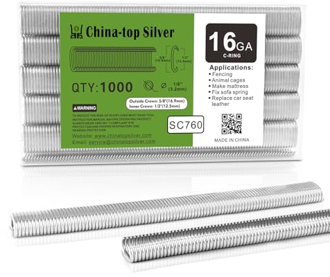 16 Gauge verzinkte Hog Ring Klammern, 12.5mm Krone, 1000PCS/Pack, C-Typ Klammern für pneumatische Hog Ring Zange in Käfigen, Zäune, Befestigungen