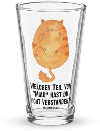 Mr. & Mrs. Panda Glas Katze Mittelfinger - Geschenk, Bierglas, Mietze, Cats, Cat, Kater, Wasserglas, Katzen, Longdrinkglas, Katzenliebhaber, Cocktailglas, Tumbler