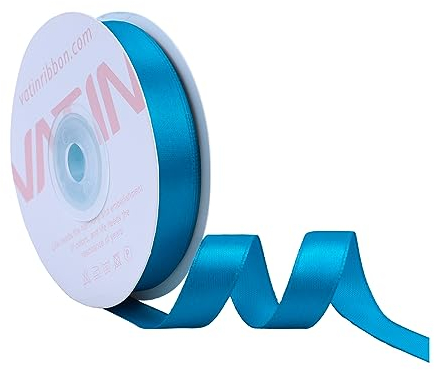 VATIN 25 Meter Satinband Türkis 12MM Einseitiges Farbband Schleifenband Band geschenkband Dekoband satinband