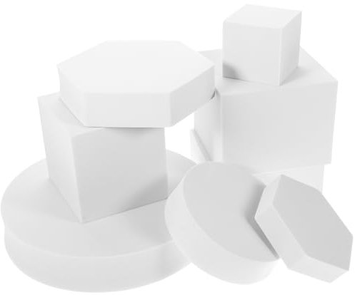 STOBAZA Set di 8 Pezzi di Cubi Geometrici per Foto, Accessori per Fotografia Cosmetica E Gioielli, Sfondo Fotografico in Schiuma, Ideale per Artigianato E Scenografie