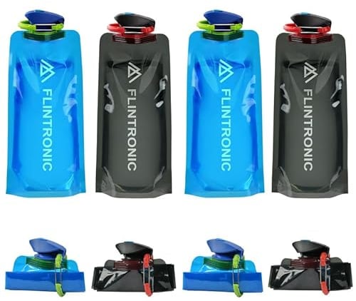 flintronic 700ml Sistema De Botellas De Agua Plegable * 4pcs, Plegable Flexible Botella De Agua Reutilizable, Plegable Bolsa De Agua, Con Ce, Rohs Certificados, Para Campamento, Caminatas, Viajes