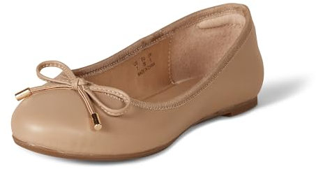 Amazon Essentials Women's Billie Ballet Flats, Beige, 3 UK