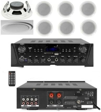 IMPIANTO AUDIO FILODIFFUSIONE BLUETOOTH TELECOMANDO CASSE TONDE DA CONTROSOFFITTO 13 (4 CASSE 13 CM)