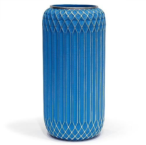 Suanti Vase à fleurs décoratif, 28 cm, grand, bleu, moderne, forme unique, pour la décoration de la maison, du bureau, de la table, durable, étanche, bricolage, fleurs séchées (bleu)