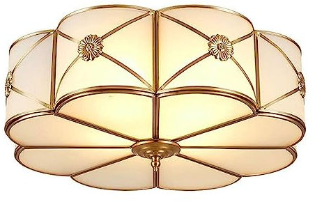 LUOYAOB Deckenlampe Antike Messing Blume Deckenleuchte Elegante Metall Glas Kreative Deckenleuchte Kreisförmige Flush Mount Deckenleuchte for Küche Flur Veranda Schlafzimmer (Size : 40cm)