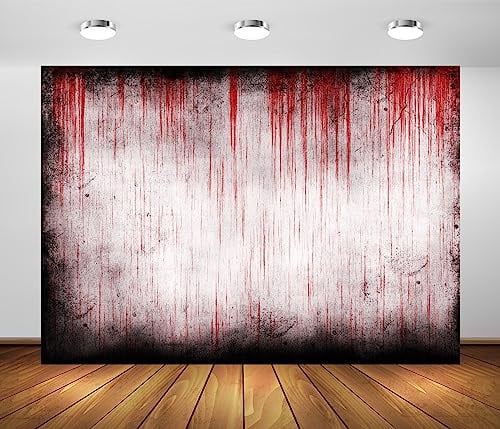 BELECO 3.5x3m Stoff-Horror-Wandhintergrund mit blutigen Tropfen und Blutspritzern, für Fotografie, Mord, Verbrechen, Halloween, Festival, Zombie, Party-Dekoration