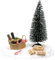 ZauberDeko Wichtel Zubehör Tannenbaum mit Körbchen mit Baumschmuck Puppenhaus Set 15-teilig