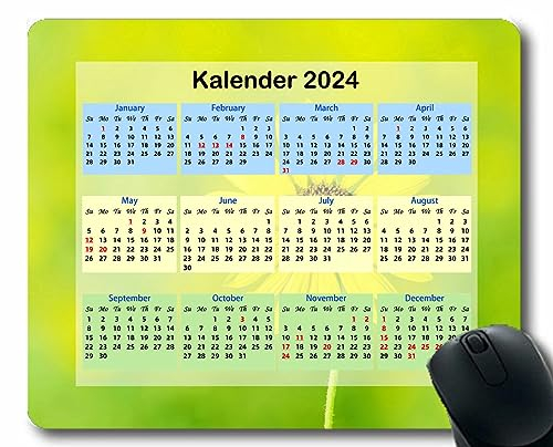 YENDOSTEEN 2024 Kalender Mauspad,Farbe Lichtstrahlen sonniges Grün Mauspad für Laptop,Computer,Büro,Schreibtischzubehör Kalender 024