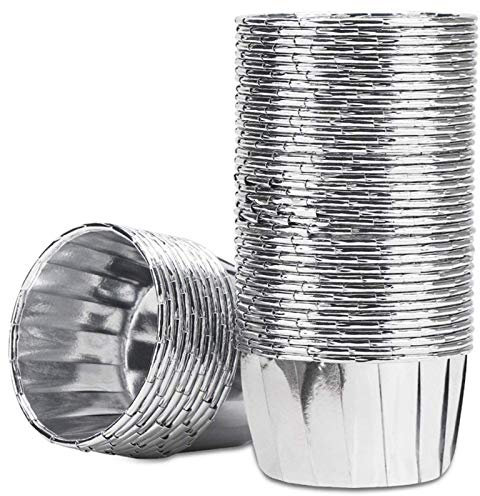 Graootoly 50 pirottini usa e getta in alluminio per muffin e muffin, in alluminio, per pirottini, piccoli budini, colore