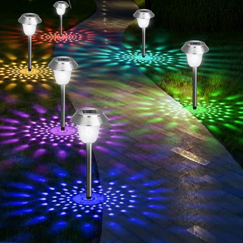 ZEWETO Solarlampen für Außen Garten, 8 Stuck LED Solarleuchten, Einfacher Wechsel zwischen zwei Modi, IP65 Winterfest, 10 Stunden Lang Anhaltendes Edelstahl Dekorative Licht für Außen, RasenLandschaft