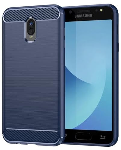 Sidande Case for Galaxy J3 2018/Samsung J3 Achieve/J3 star/J3 Aura/Sol 3 Case, Ultra Slim Phone Cover with Shock-Absorption Carbon Fiber TPU Rubber Protective Case for Samsung Galaxy J3 2018 Navy Blue