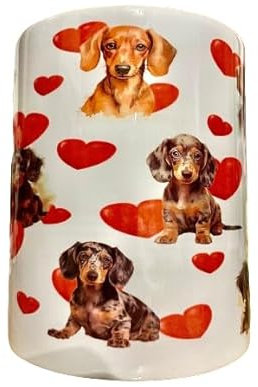 Dachshund - Sausage Dog Love Heart Mug 7 Loveheart Handle Mug - Personalised with Any Name