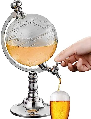 Whiskey Globe Decanter | 1.5L Dispenser With Funnel and Stopper - Bar Club Accessory for Whiskey, Wine, Drinks, Beer