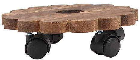 SEWOART 1 Pc Bandeja para macetas Madera Maciza Soporte Jardinera Platos para macetas Rodillo para Maceta Estante para bonsáis Soporte para Plantas Bandeja Madera Ronda