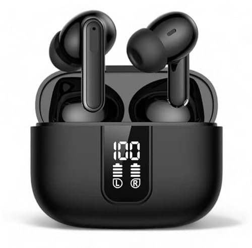 Wireless Earbuds with Active Noise Cancellation and ENC Noise Cancelling Mic, Smart Touch Controls, Bluetooth 5.3 Enhanced Headphones, Hi-Fi Sound Quality, IPX5 Water Resistance, LED Display