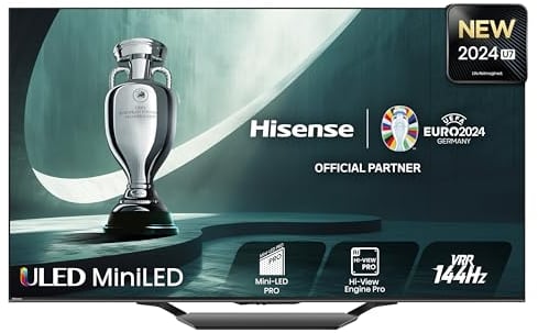 Hisense 55U7NQ - Mini-LED TV, 55 Pulgadas, con Quantum Dot Colour, Modo Juego de 144Hz VRR 240 fps, Full Array Local Dimming, Procesador Hi-View Engine,Dolby Vision IQ & Dolby Atmos (2024)