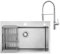 CECIPA 70 x 45 CM Fregadero Cocina 1 Seno con Grifo Cocina Muelle, Fregadero Multifuncional Inox con Escurridor