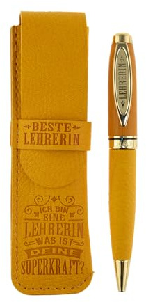 History & Heraldry Bamboo Persönlicher und individueller Kuli Kugelschreiber Stift mit Namen und Spruch Personalisiertes Etui Monogramm-Design persönliches Geschenk (Kuli Lehrerin)