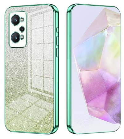 SEAHAI Funda para Realme GT 2 Pro 5G (GT2 Pro), Degradado de Color Transparente Brillantes Patrones Tarjetas Diseño Ultradelgado Suave Silicona TPU Antigolpes Carcasa Cubierta - Verde
