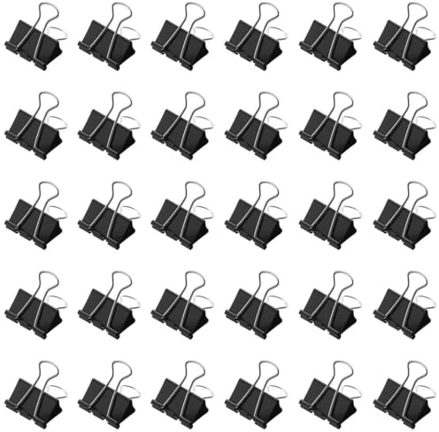 100 Stück Foldback Klammern, 25mm Schwarz Foldbackklammern, Papierklammern Metall Maul Klammer Büroklammern Stahlklammern Vielzweckklammern für Büro und Haushalt foldback clips foldback clamps