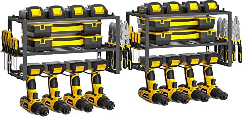 Yeabett Almacenamiento de herramientas eléctricas, soporte para herramientas de taladro eléctrico, estante de herramientas resistente, estación de carga inalámbrica de metal, estante flotante para