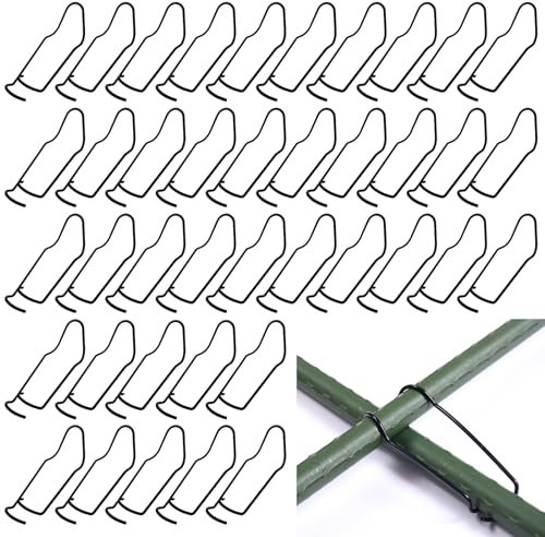 Jiehaojia 40 Stück Pflanzenspalier Verbindungsschnallen,bambusklammern,Pflanzenkäfig Verbinder aus Eisen für Garten, zum Garten Rankgerüst selber Bauen optimale Rankhilfe.(Schwarz,11mm)