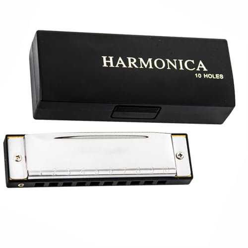 KERREY Harmonika Für Schüler Blues-Mundharmonika 10 Löcher Schwarz Für Anfänger Empfohlen C-Tonart Professionelles Mundharmonika-Instrument Für Einsteiger