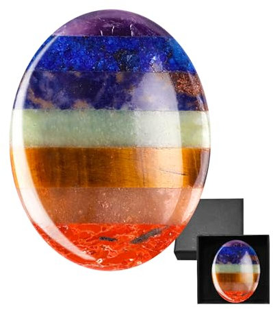 Chakra Kristalle Stein, Daumen Sorgen Edelsteine Heilsteine, Natürlich Poliert Oval Handschmeichler Stein, für Meditation Yoga Relief Sammeln
