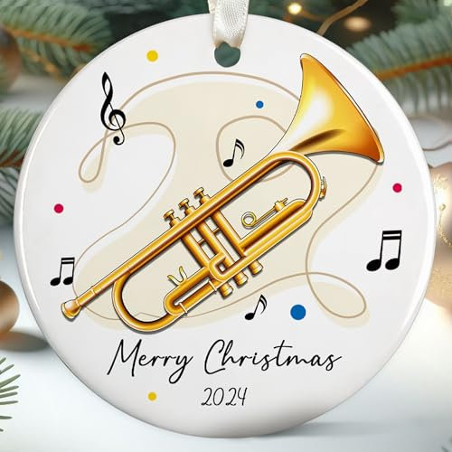 Trompeten-Ornament – Trompetengeschenke, Trompetenspieler-Geschenke – Musik-Weihnachtsschmuck, Musik-Ornamente, Musikinstrument-Weihnachtsschmuck – Trompeten-Weihnachtsdekoration 2024 –