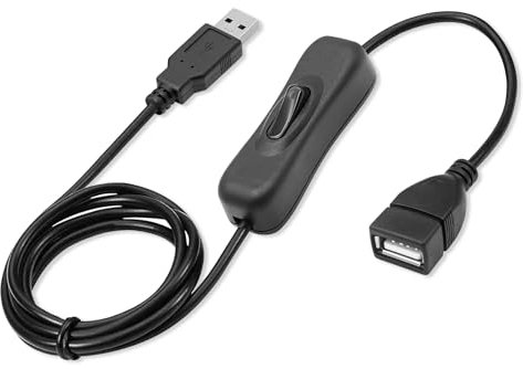 ZUOQIANG Cavo Con Interruttore e Spina, Prolunga 1 Metro Con ON/OFF USB, Per Lampade da Tavolo, Ventilatori, Strisce LED, Sistemi iOS (Nero)