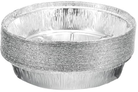 sourcing map 30 moldes redondos de papel de aluminio de 8.45 pulgadas, desechables, antiadherentes, para pasteles, quiches, tartas, hornear, cocinar, recalentar, fiestas, color plateado