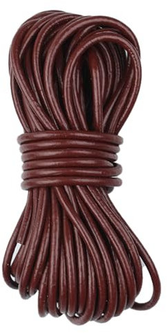 Lederschnur Rund 2mm×5m,Lederband Lederriemen Classic Kette,Lederschnur Lederband aus echt Leder für DIY Schmuck Wie Armbänder Handwerk Schlüsselband Armband Schmuck,Halsketten-Braun