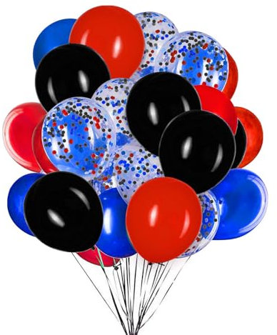 50 Stück 12 Zoll Luftballons Mattes Rote Blau und Schwarz,Helium Konfetti Ballons für Geburtstag, Hochzeiten