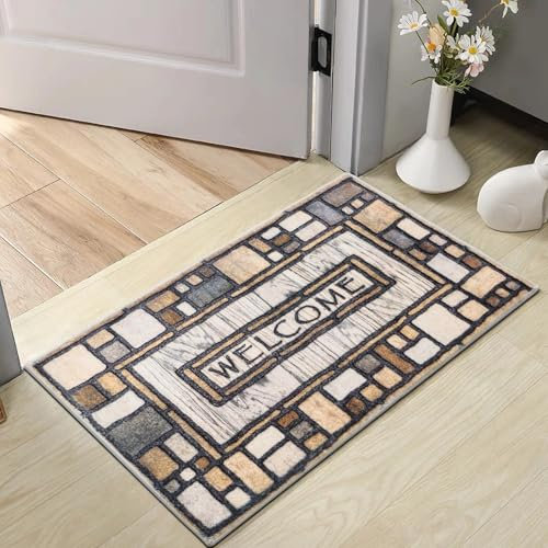 7VSTOHS Paillasson Intérieur 40x60cm, Tapis Entrée Intérieur, Tapis d'entrée Antidérapant et Absorbant, Résistant, Lavable, Tapis Entree pour Porte pour Porte, Couloir, et Balcon