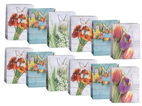 Laro Medium Geschenktüten 10-100 Stk Medium, Anzahl:96, Muster Tüten:Blumen Frühling