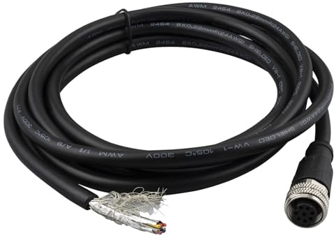Lonlonty Cavo Connettore M12 Femmina 8 Poli IP67 Impermeabile Schermatura PVC Cavo Elettrico M12 Connettore Aviazione 4 Pin per Automazione Industriale Modulo di Campo Rete di Dispositivi 22AWG 2M