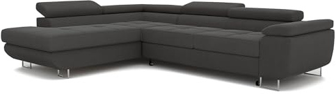 IDOHOME Ecksofa mit Schlaffunktion und Bettkasten Links 274 x 203 cm | 274 x 203 cm, Hoher Sitzkomfort, Verstellbare Kopfstützen, Wohnen und Schlafen, Linke Ausführung