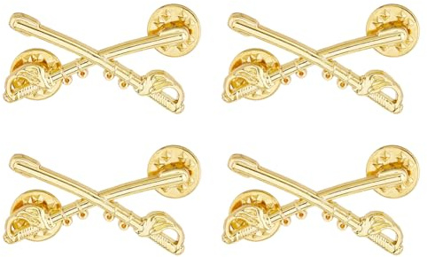 SUPERFINDINGS 2 Paar Kavallerie Große Anstecknadel Gold U. S. Armee Kavallerie Broschen Legierung Militäruniform Anstecknadel Säbel Kleine Hutnadeln Für Rucksack Hemd Hut Tasche Zubehör