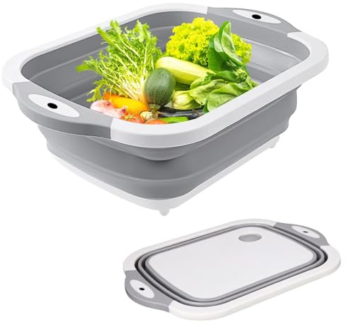 CHARMNAIL Tagliere Pieghevole Lavello da Cucina Lavello Lavello Lavello Scolapiatti 3 in 1 Multifunzione per Campeggio Picnic Barbecue in Plastica Alimentare Senza BPA Pieghevole Leggero per Cucina