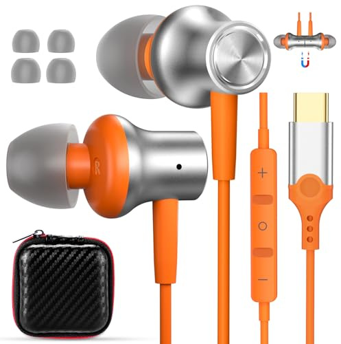USB C Earbuds for iPhone 17 Pro Max 16 15 17e 16e Magnetic Wired Headphone | for Samsung S26 Ultra S25 FE S23 A17 Z Flip 8 7 In Ear Noise Canceling Headset Type C Earphone for iPad A16 Pixel 9 10 10a 11