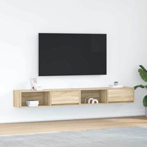 2 mobili per TV in stile vintage, effetto legno, mobili per soggiorno, mobile TV da parete, 60 x 31 x 25,5 cm, design elegante in legno ingegnerizzato