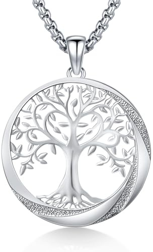 JOSHLUXE Tree of Life Necklace 925 Sterling Silver Protection Necklace Amulet Pendant Jewellery Religious Gifts for Men Women with 22+2 Chain