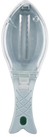 Hopzab Multifunctional Fish Scale Remover with Transparent Cover, Fishes Scaled Removal Gadget, Efficient Scales Scraping Brush, Plastic Fish Scale Peeling Tool,Kitchen Cooking Tools(Bule）