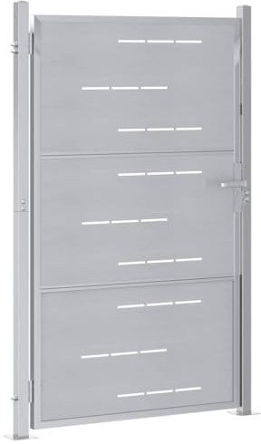 Portail de Jardin en Métal, Portillon de Jardin Porte de Clôture Extérieur Argenté 100 x 125 cm Acier inoxydable