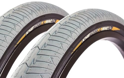 KHE MAC2+ BMX Reifen Set 20 x 2,30 Zoll – ca. 550 g – Stahlband – laufruhig & stabil – Park & Street – grau schwarz – 1 Paar