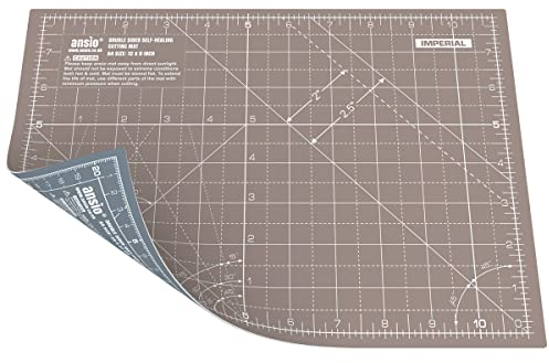 ANSIO Craft Cutting Mat Self Healing A4 Double Sided 5 Layers - Quilting, Sewing, Scrapbooking, Fabric & Papercraft - Imperial/Metric 11 Inch x 8 Inch / 29cm x 21cm - Brown/Grey