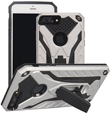 MILAN NICE Phone Case for iPhone 7 Plus/8 Plus Heavy Duty Protective Hard Cover Shockproof Certified with Drop Tested with Smartphone Kickstand (Silver)