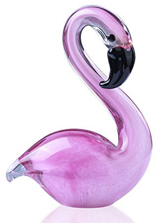 QF Figurine en Verre soufflé à la Main Flamant Rose