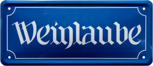 WOGEKA ART Retro Blechschild - Weinlaube Weingarten Wein-Trinker - witziger Spruch als Geschenk-Idee zum Geburtstag Weihnachten zur Dekoration 28x12 cm Vintage-Design Metall 1849